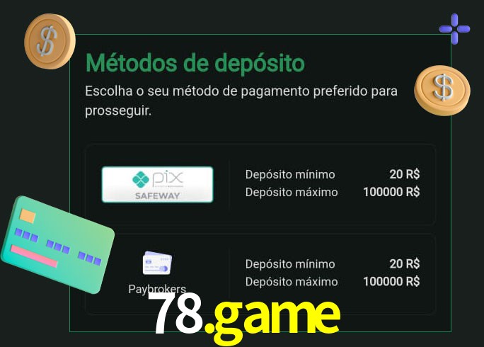 O cassino 78.game oferece uma grande variedade de métodos de pagamento